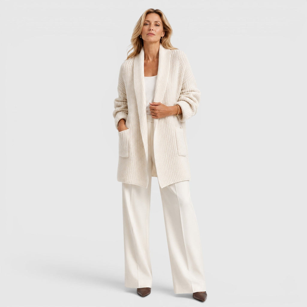 Women's Comfortable Long-Sleeve Open-Front Knit Cardigan