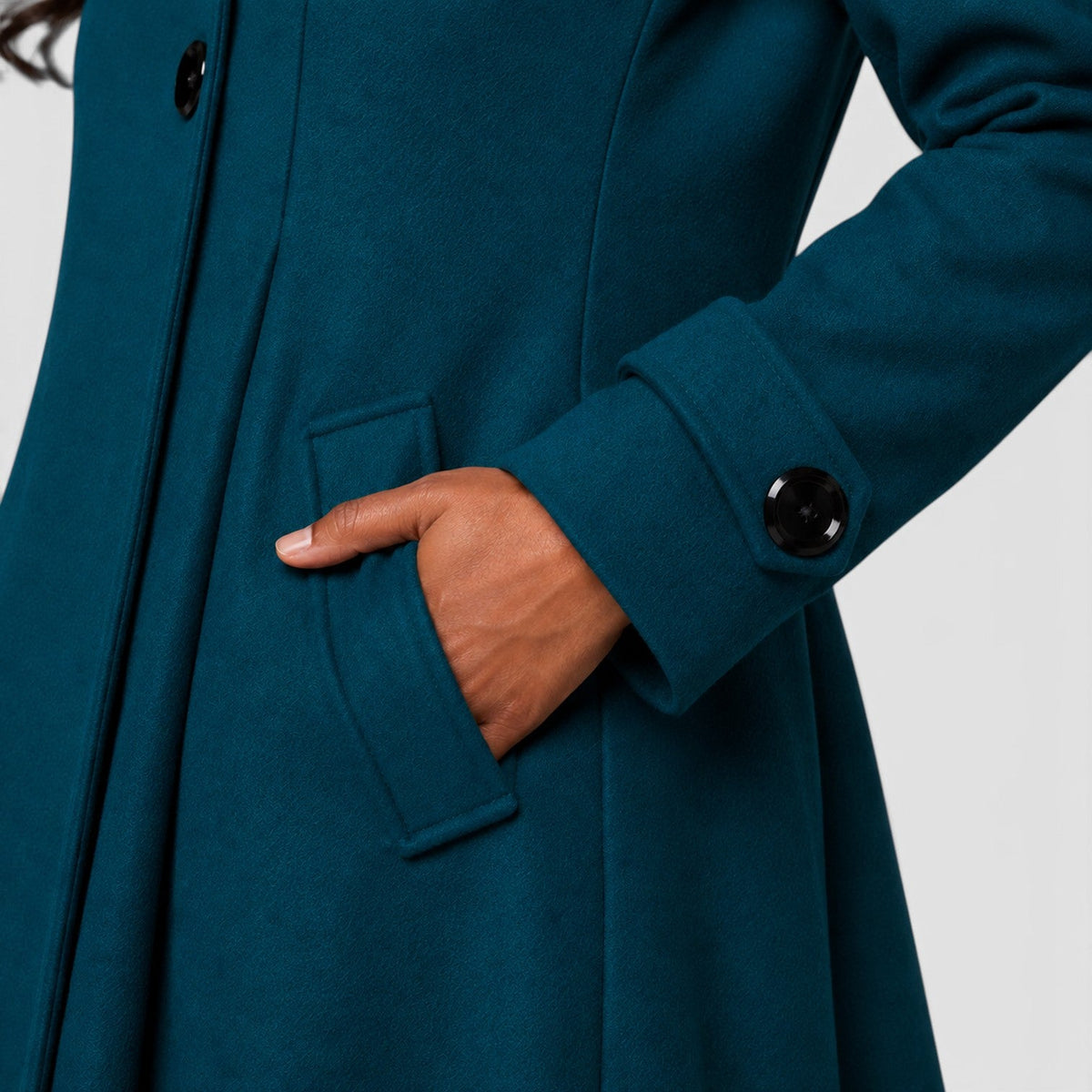 Women's Double-Breasted High-Neck A-Line Winter Coat