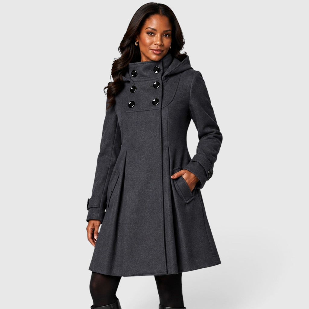 Women's Double-Breasted High-Neck A-Line Winter Coat