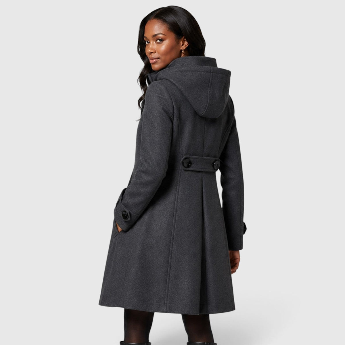 Women's Double-Breasted High-Neck A-Line Winter Coat
