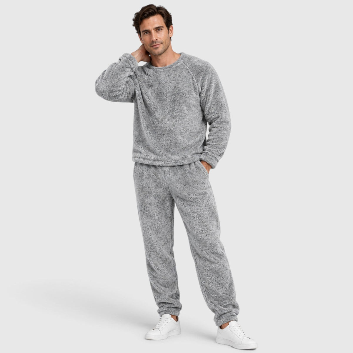 Men's Soft Fleece Loungewear Set with Jumper and Trousers