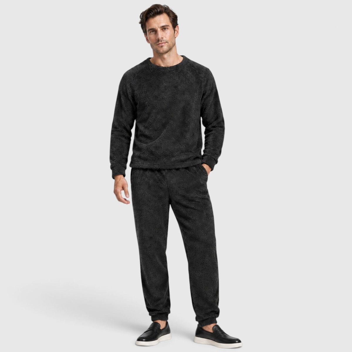 Men's Soft Fleece Loungewear Set with Jumper and Trousers