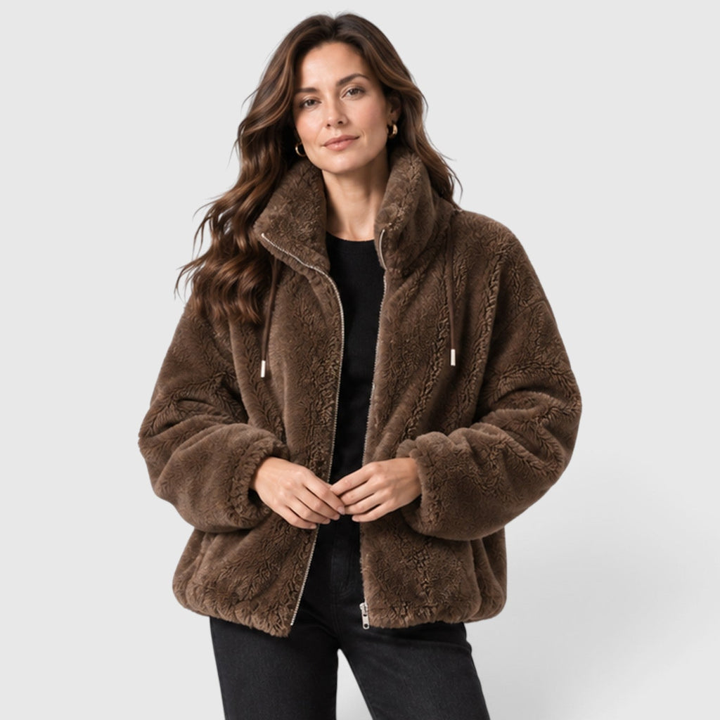 Women's Warm Fleece Jacket – Full-Zip Coat with Stand Collar