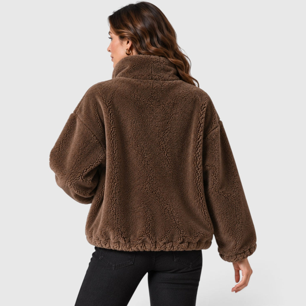 Women's Warm Fleece Jacket – Full-Zip Coat with Stand Collar