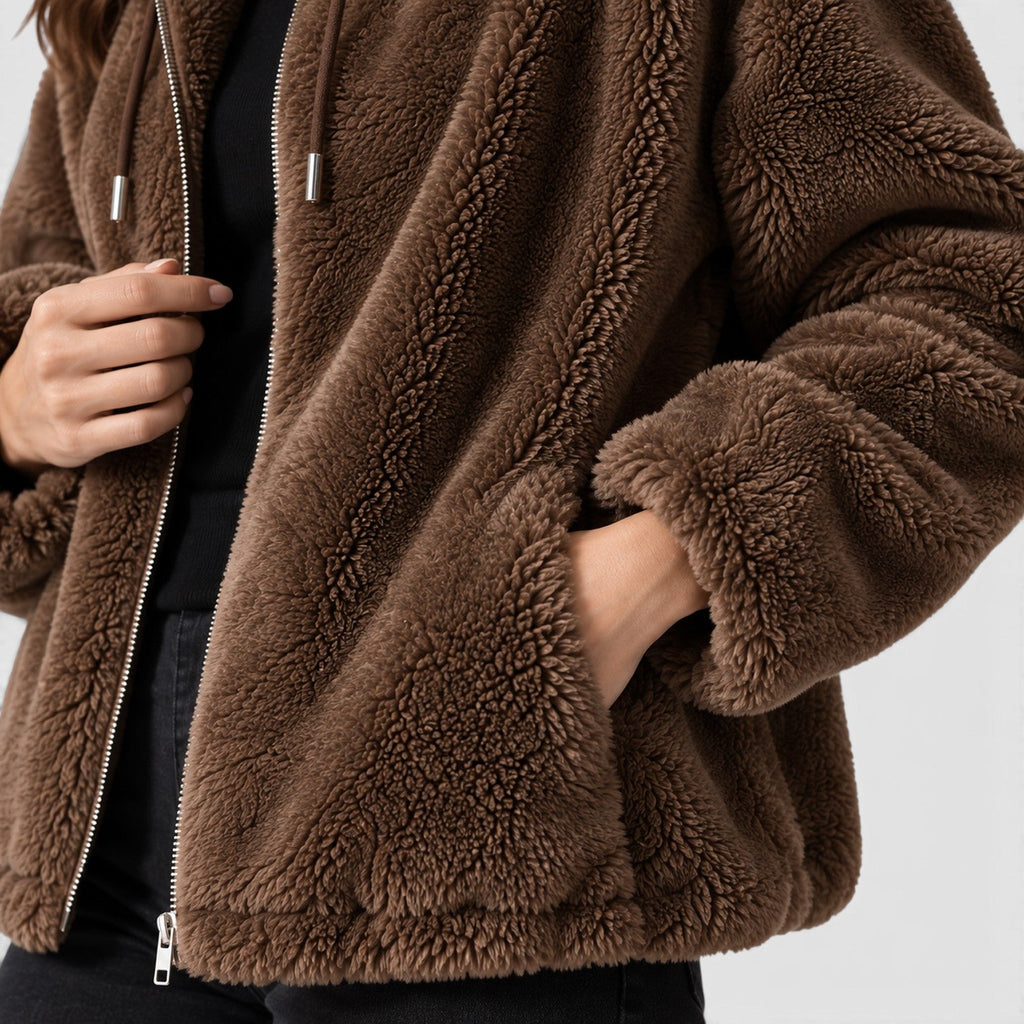 Women's Warm Fleece Jacket – Full-Zip Coat with Stand Collar