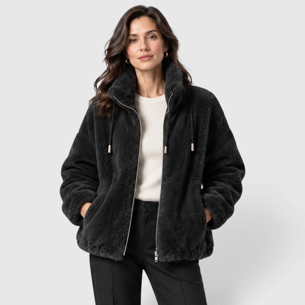 Women's Warm Fleece Jacket – Full-Zip Coat with Stand Collar