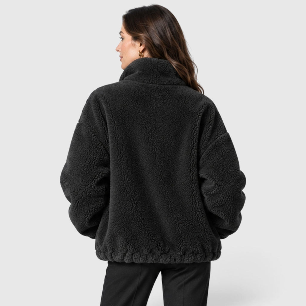 Women's Warm Fleece Jacket – Full-Zip Coat with Stand Collar