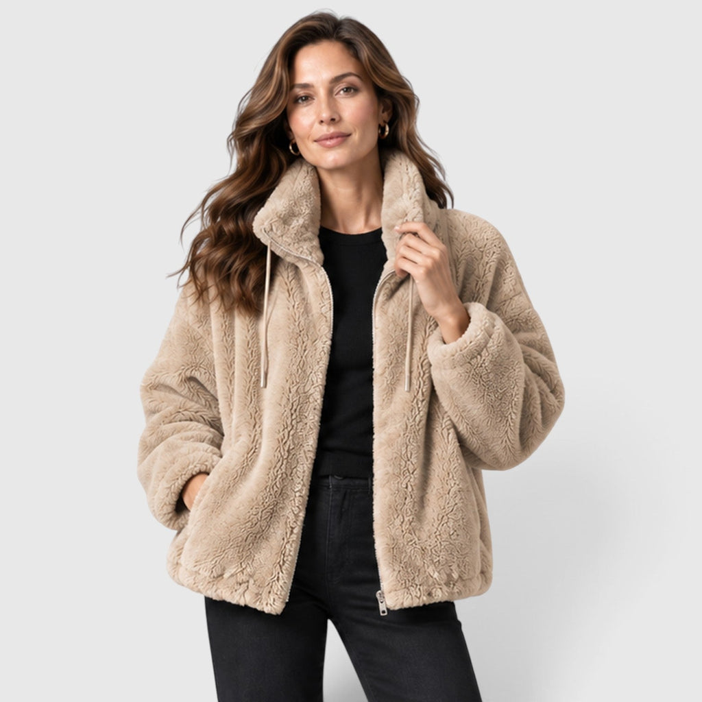 Women's Warm Fleece Jacket – Full-Zip Coat with Stand Collar