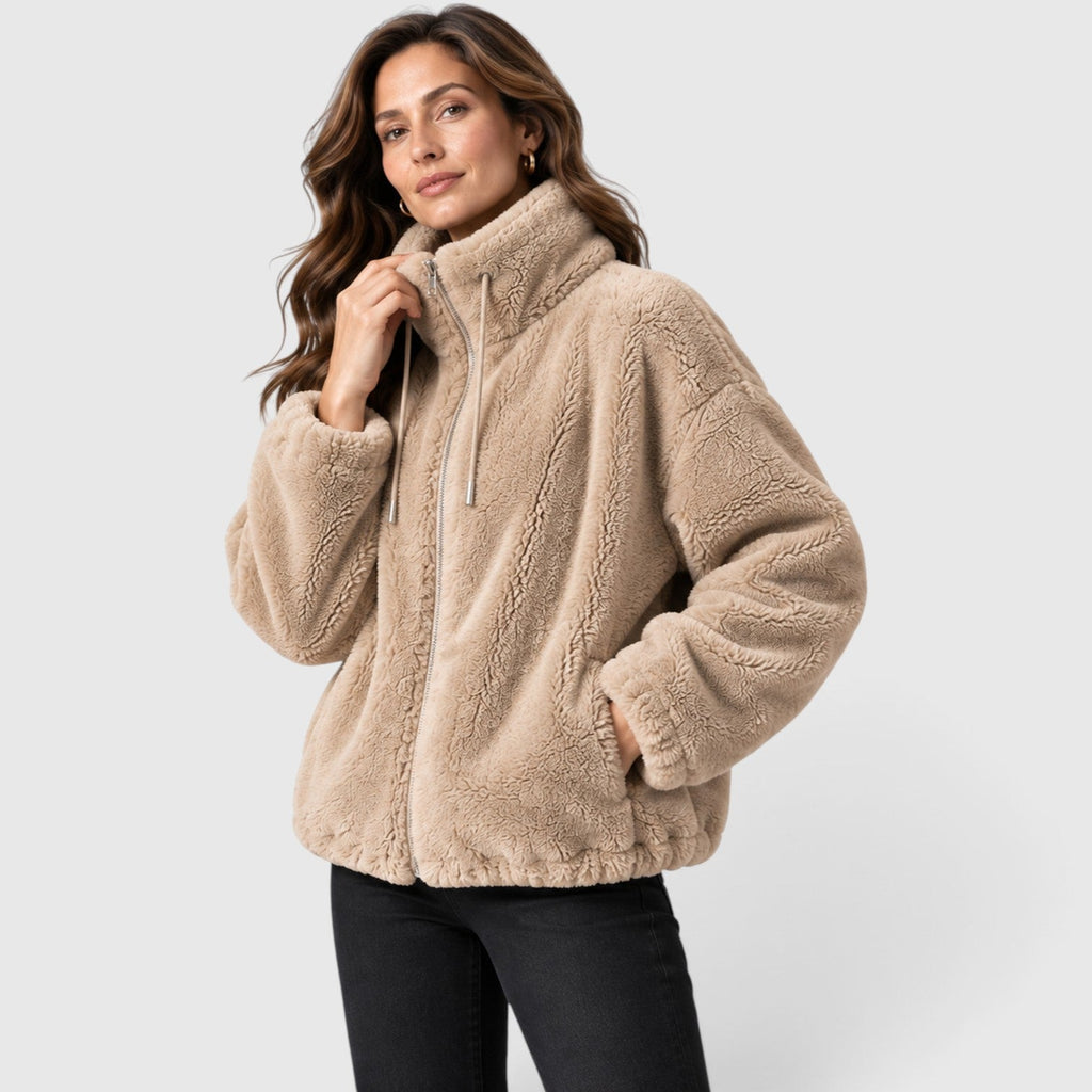 Women's Warm Fleece Jacket – Full-Zip Coat with Stand Collar