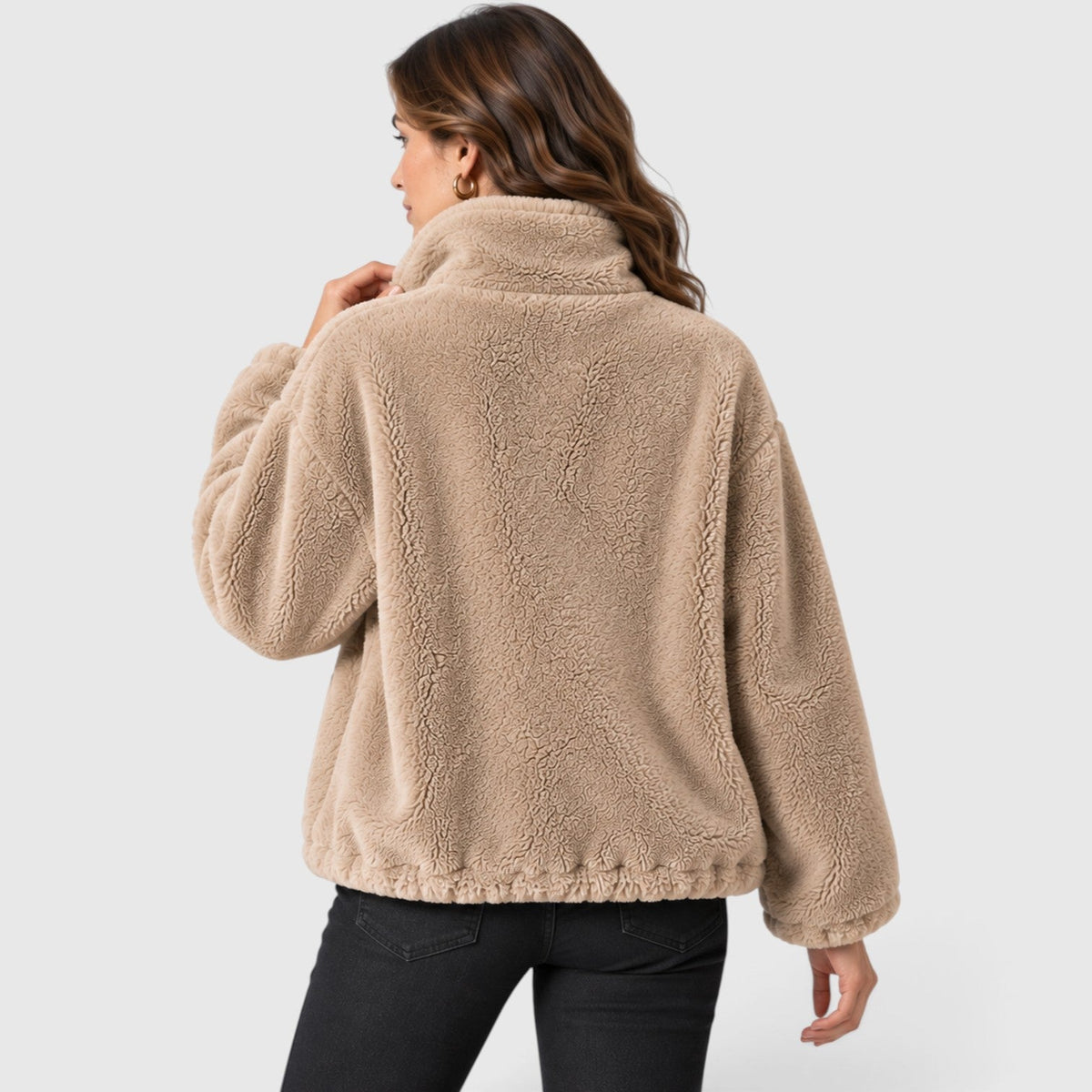 Women's Warm Fleece Jacket – Full-Zip Coat with Stand Collar
