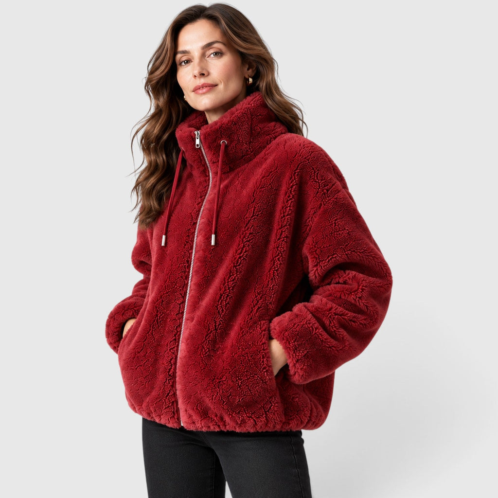 Women's Warm Fleece Jacket – Full-Zip Coat with Stand Collar