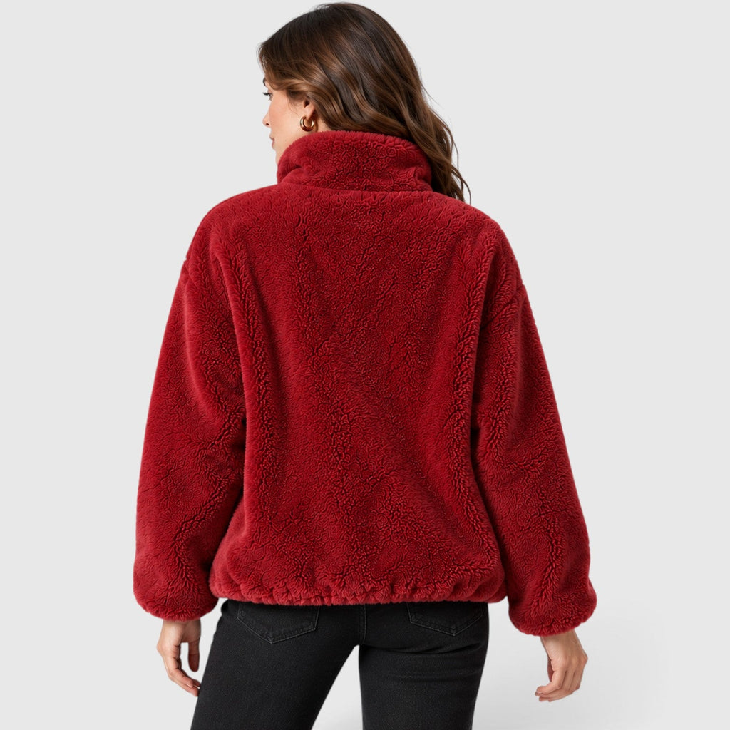 Women's Warm Fleece Jacket – Full-Zip Coat with Stand Collar