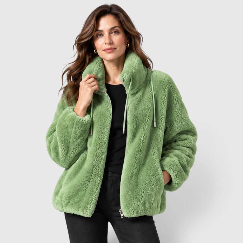 Women's Warm Fleece Jacket – Full-Zip Coat with Stand Collar