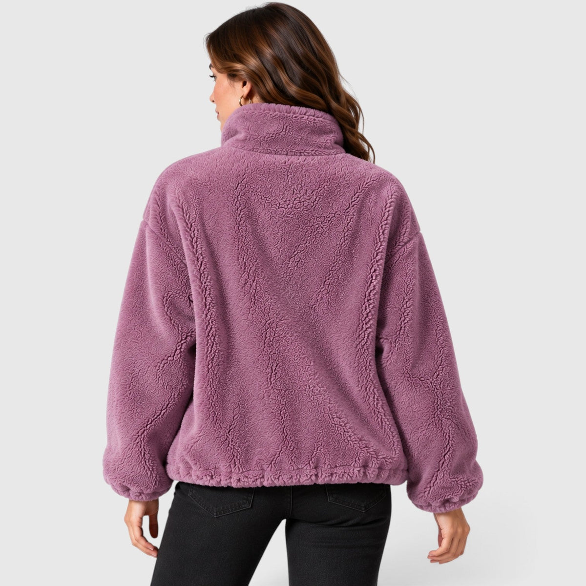 Women's Warm Fleece Jacket – Full-Zip Coat with Stand Collar