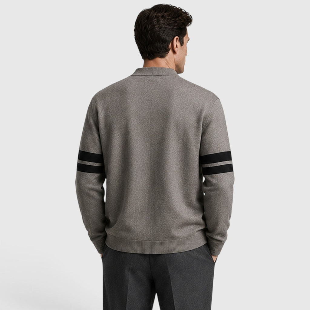 Men's Button-Front Knitted Cardigan with Stripe Detail