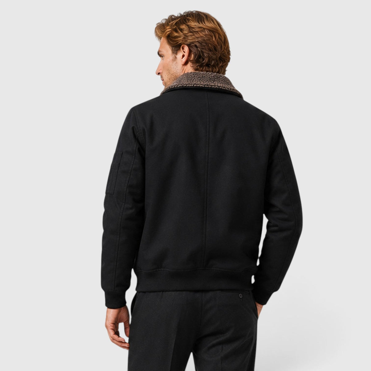 Men's Warm Sherpa-Lined Zip-Up Casual Jacket