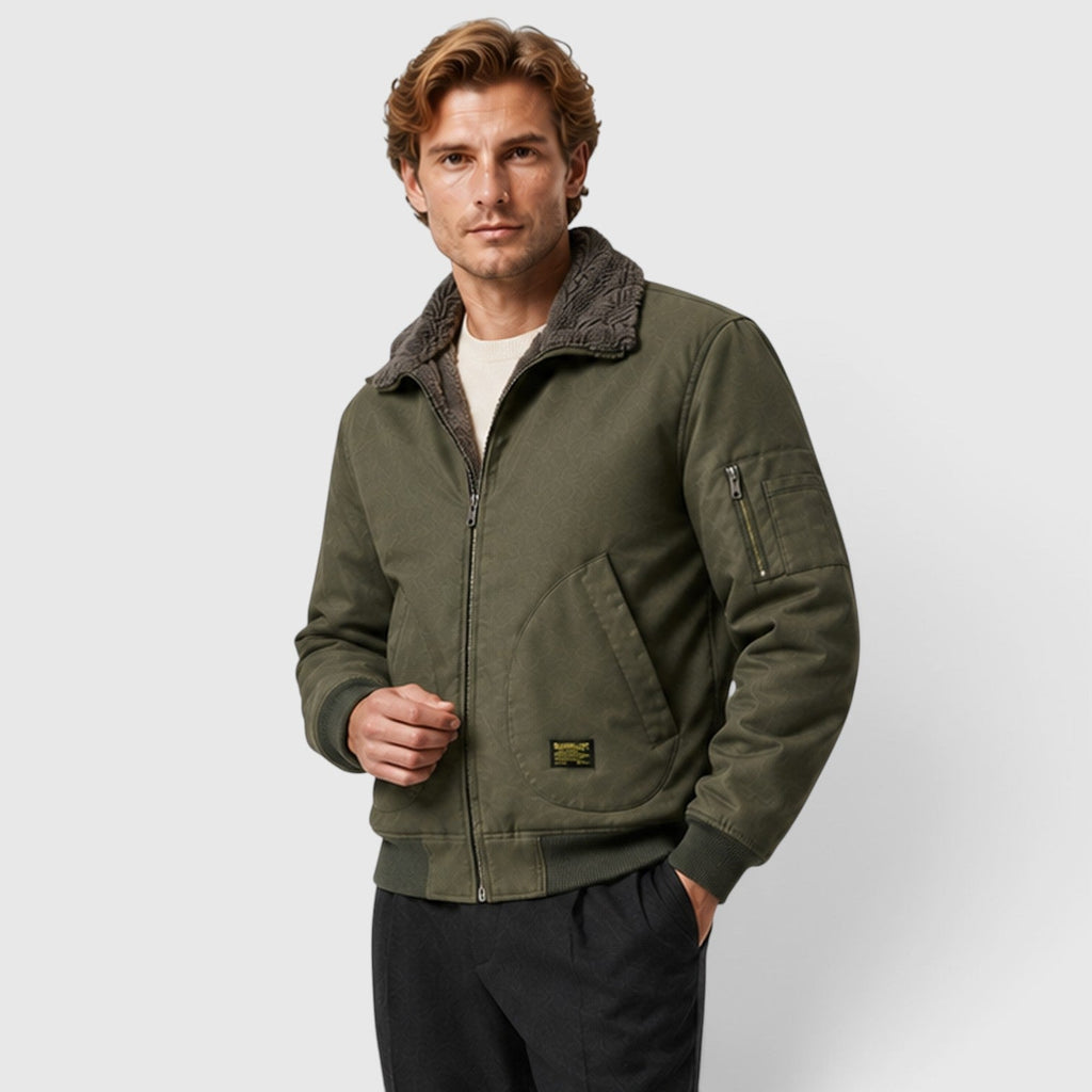 Men's Warm Sherpa-Lined Zip-Up Casual Jacket