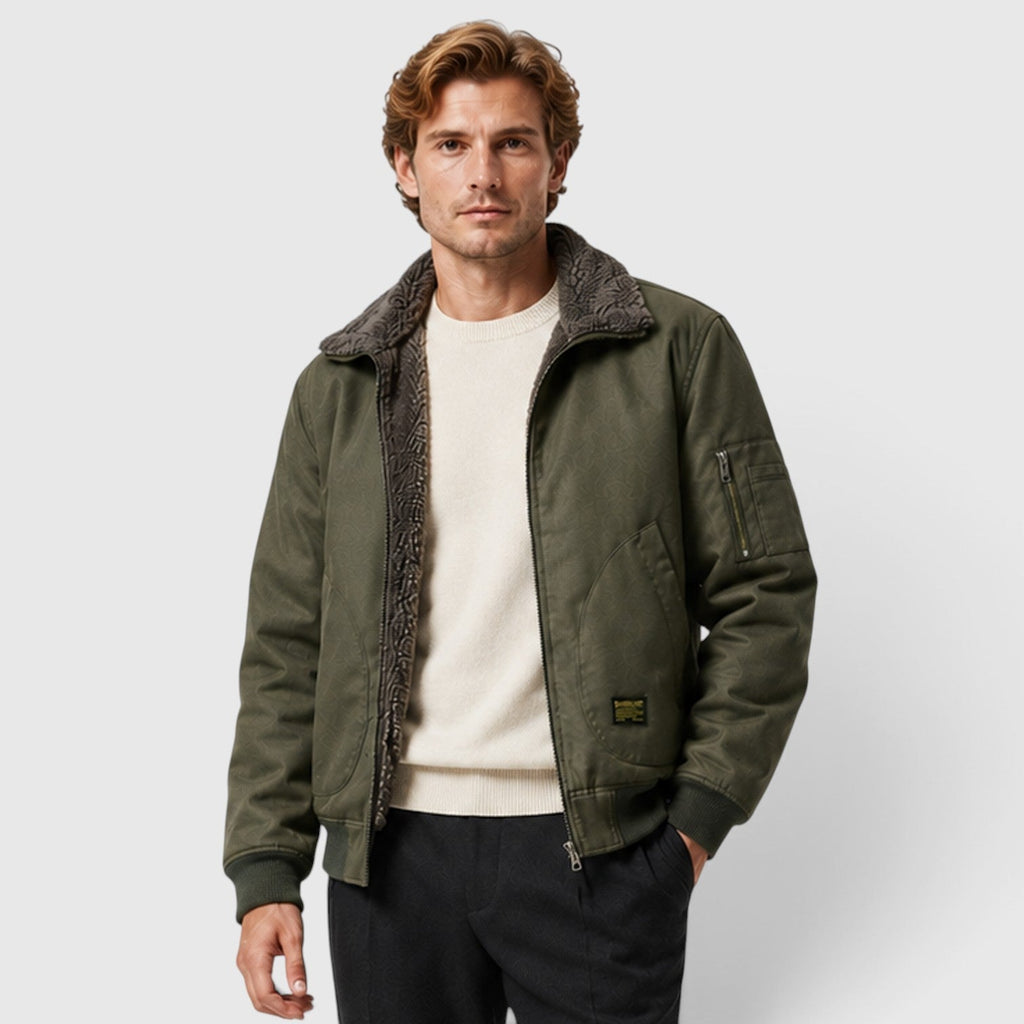 Men's Warm Sherpa-Lined Zip-Up Casual Jacket