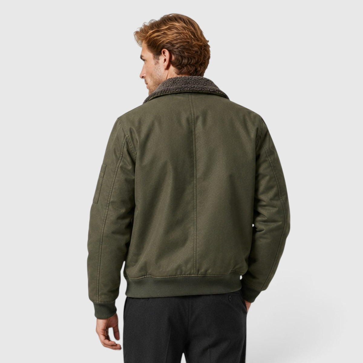 Men's Warm Sherpa-Lined Zip-Up Casual Jacket