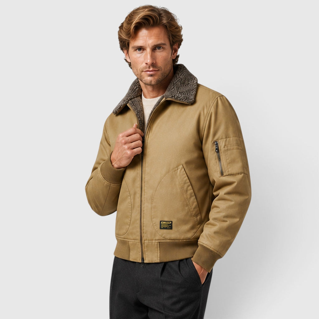 Men's Warm Sherpa-Lined Zip-Up Casual Jacket