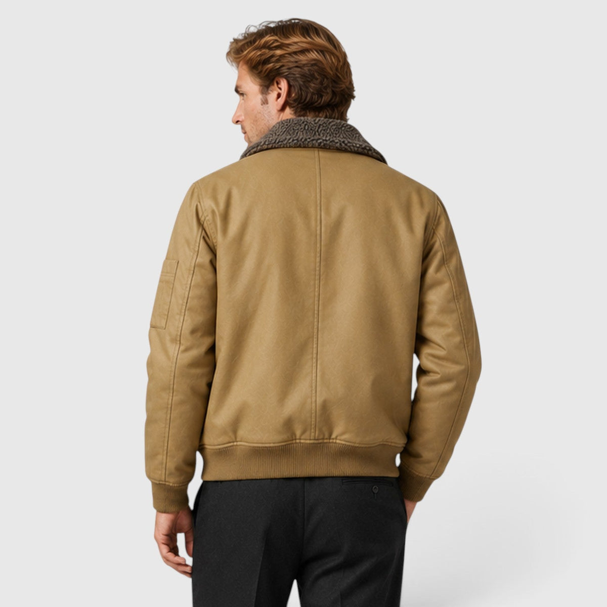 Men's Warm Sherpa-Lined Zip-Up Casual Jacket