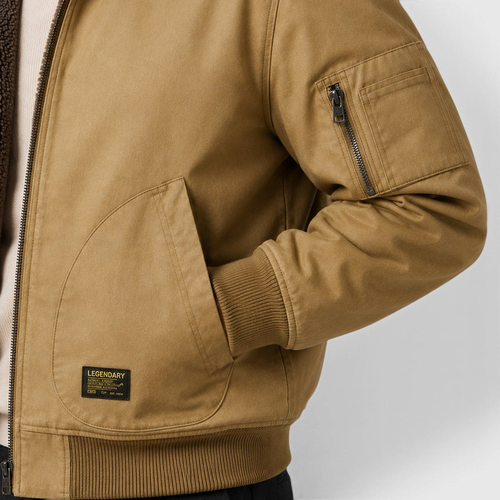Men's Warm Sherpa-Lined Zip-Up Casual Jacket