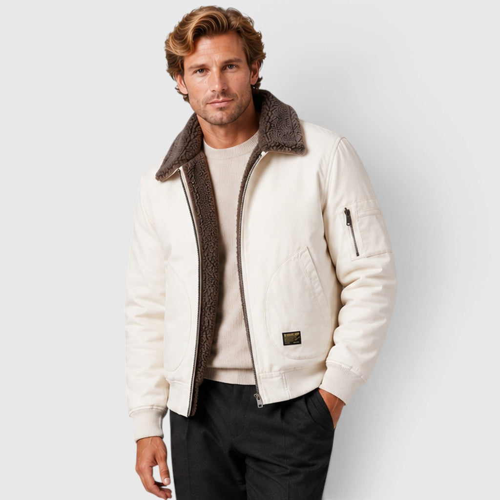 Men's Warm Sherpa-Lined Zip-Up Casual Jacket