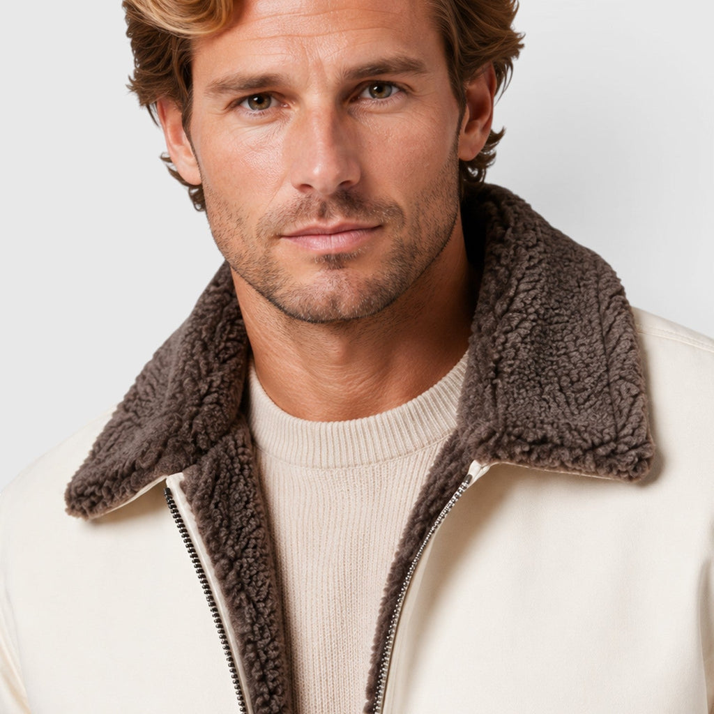 Men's Warm Sherpa-Lined Zip-Up Casual Jacket