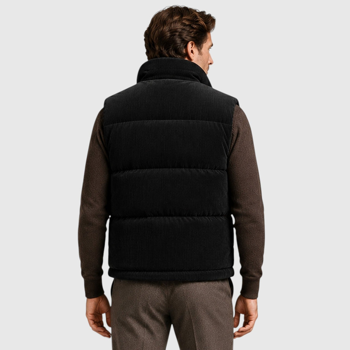 Men's Corduroy Puffer Gilet – Fleece-Lined Zip-Up Bodywarmer