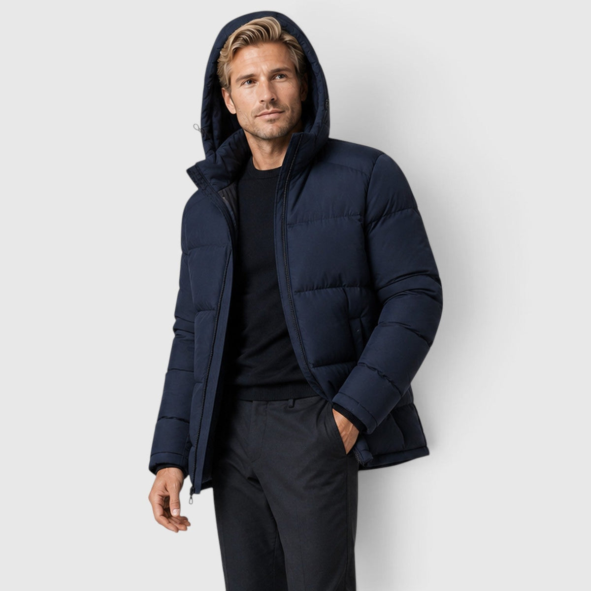 Men's Hooded Puffer Jacket – Padded Winter Coat