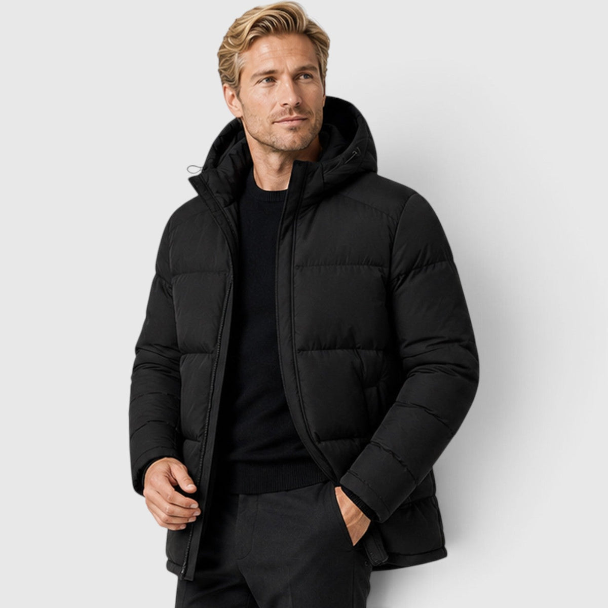 Men's Hooded Puffer Jacket – Padded Winter Coat