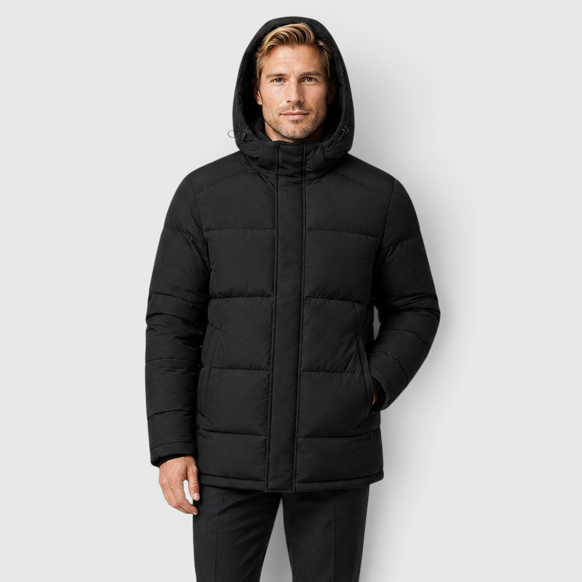 Men's Hooded Puffer Jacket – Padded Winter Coat