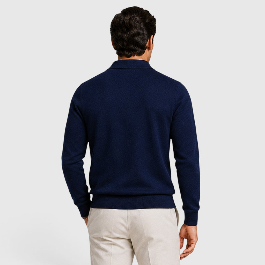 Men's Full-Zip Knit Jumper with Classic Collar