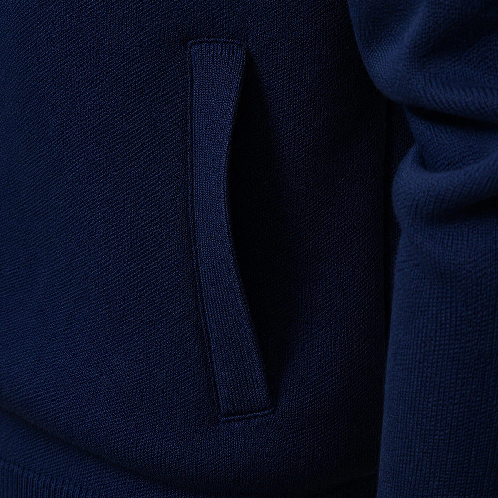 Men's Full-Zip Knit Jumper with Classic Collar