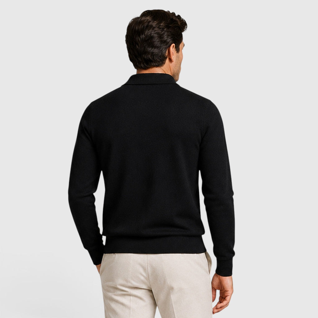 Men's Full-Zip Knit Jumper with Classic Collar