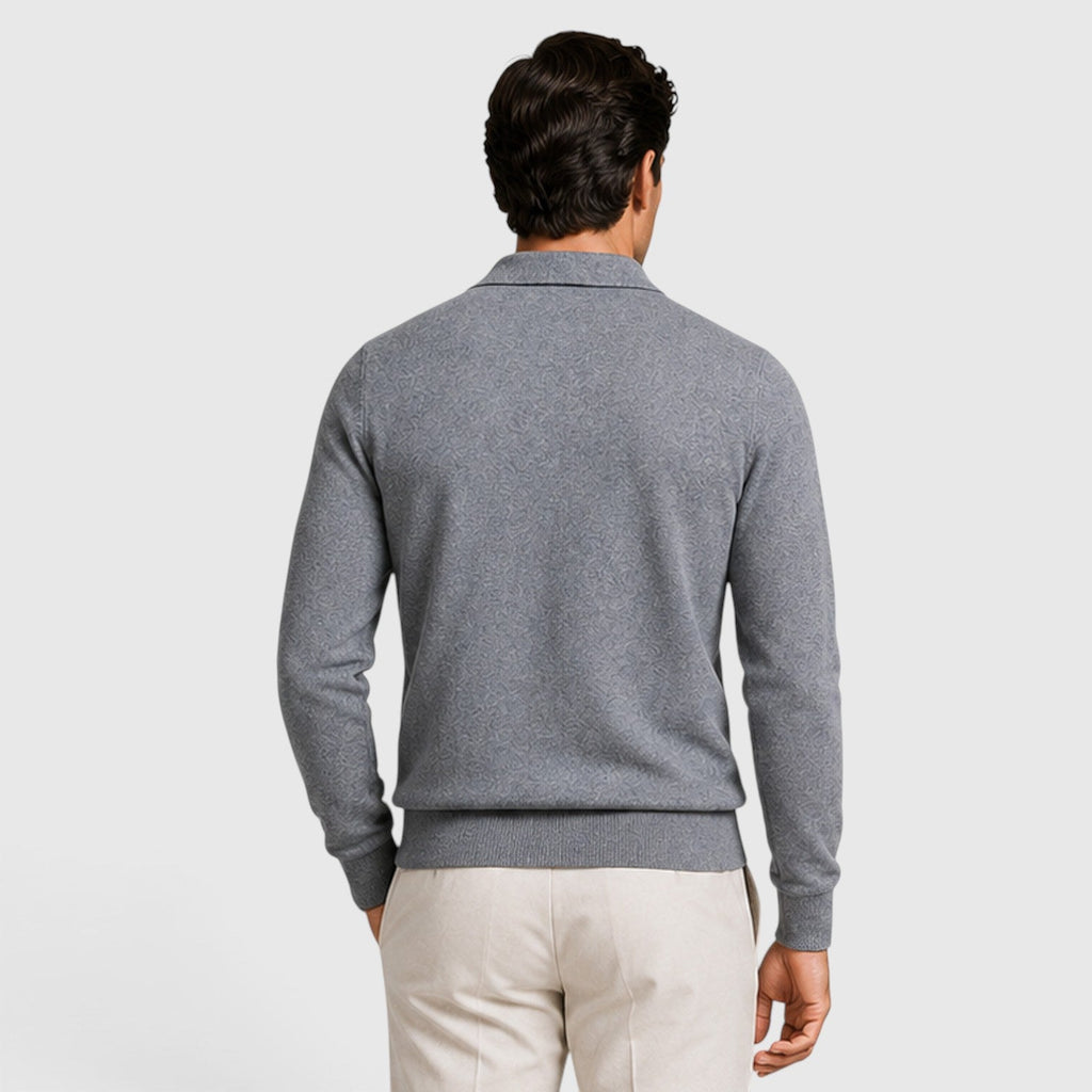 Men's Full-Zip Knit Jumper with Classic Collar
