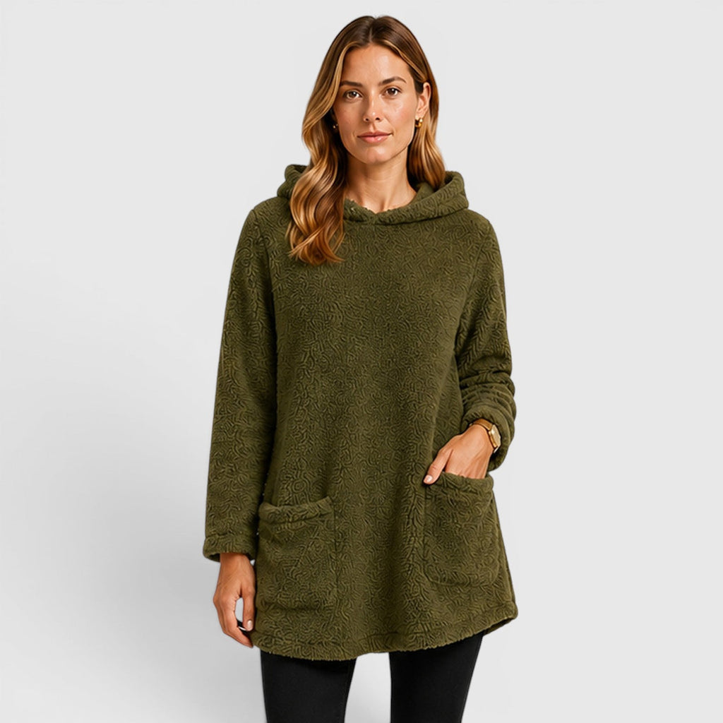 Women's Soft Plush Longline Hoodie for Cold Weather Comfort