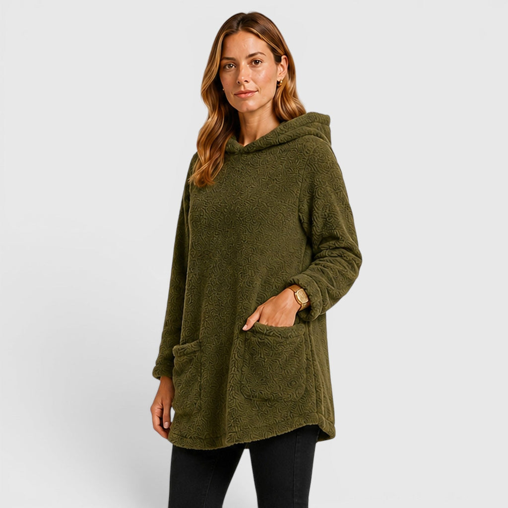 Women's Soft Plush Longline Hoodie for Cold Weather Comfort