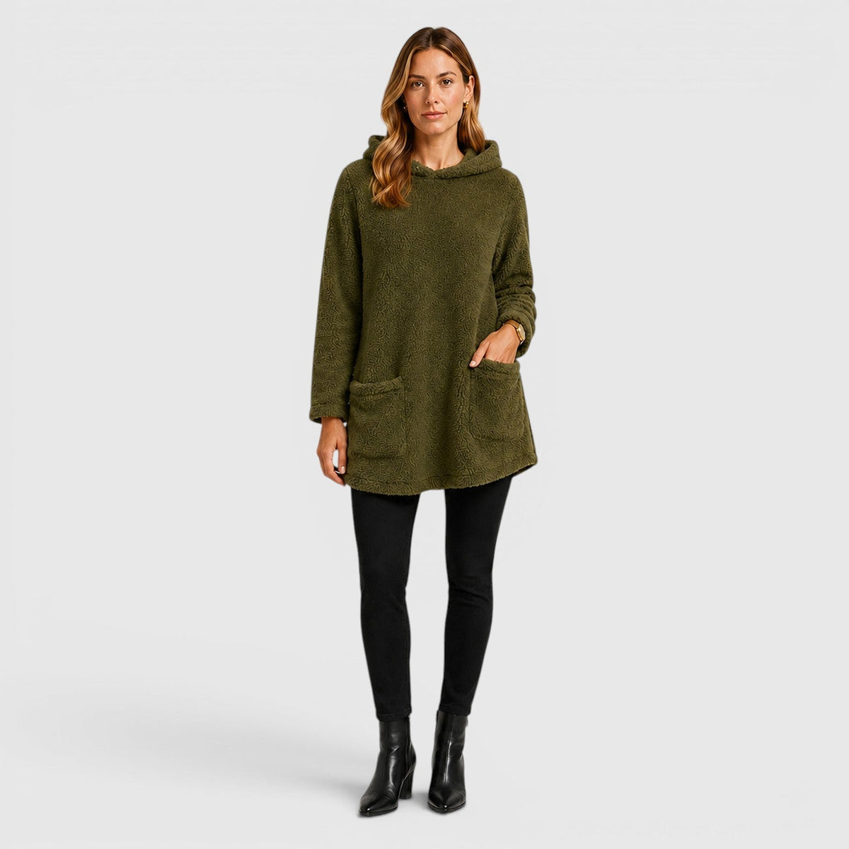 Women's Soft Plush Longline Hoodie for Cold Weather Comfort