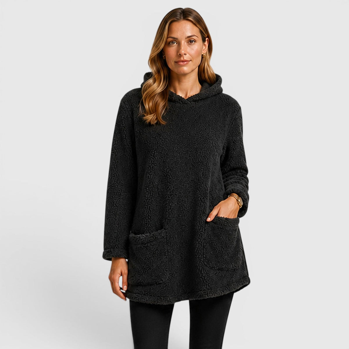 Women's Soft Plush Longline Hoodie for Cold Weather Comfort