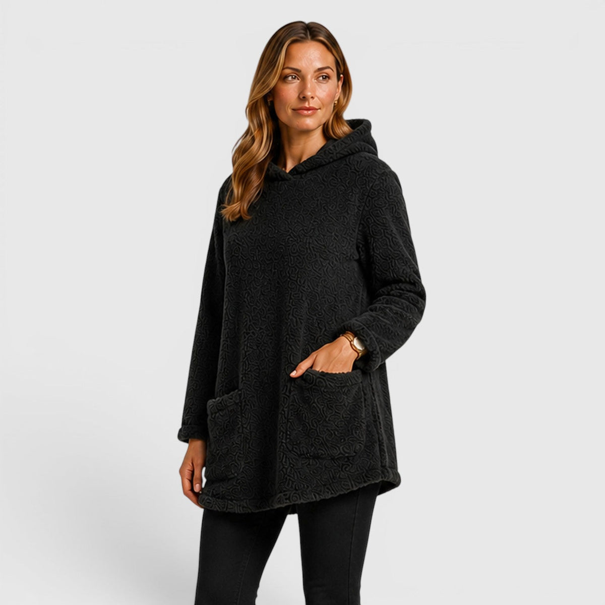 Women's Soft Plush Longline Hoodie for Cold Weather Comfort