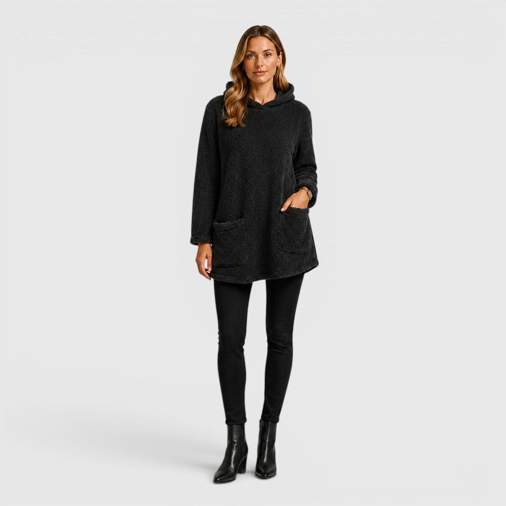 Women's Soft Plush Longline Hoodie for Cold Weather Comfort