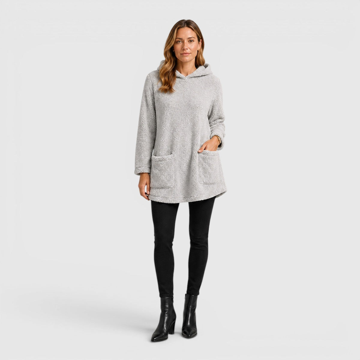Women's Soft Plush Longline Hoodie for Cold Weather Comfort