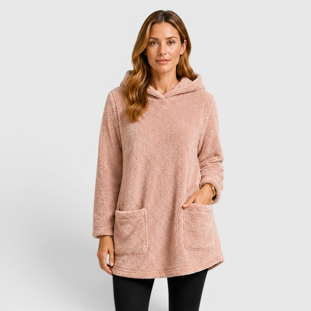 Women's Soft Plush Longline Hoodie for Cold Weather Comfort