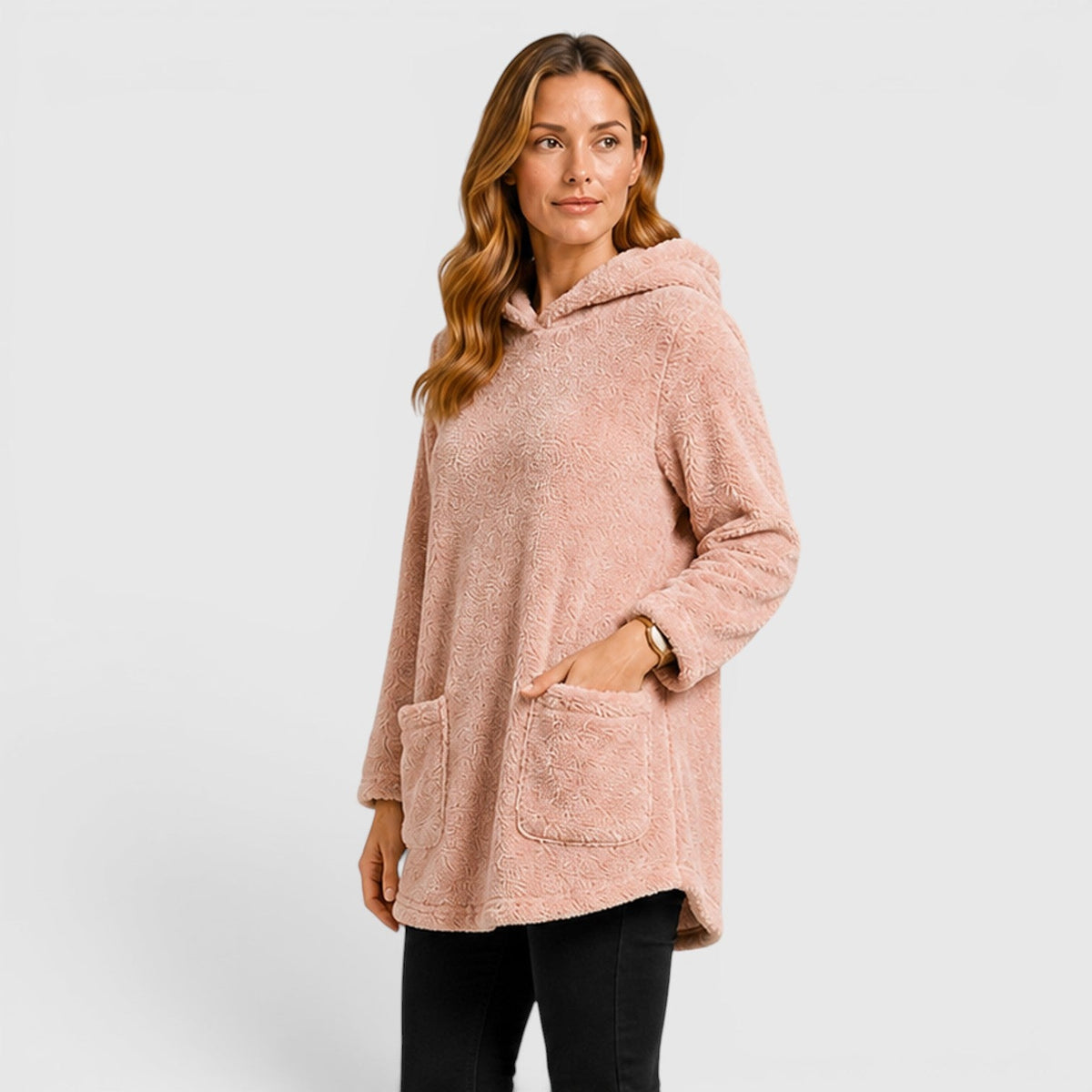 Women's Soft Plush Longline Hoodie for Cold Weather Comfort