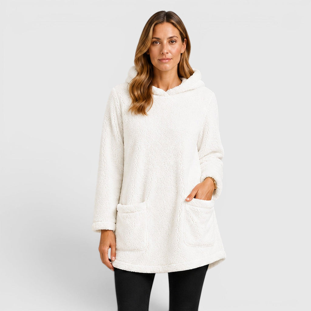 Women's Soft Plush Longline Hoodie for Cold Weather Comfort