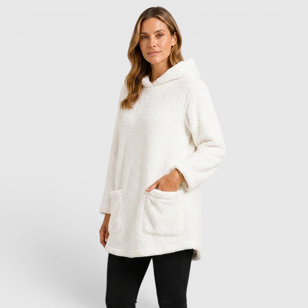 Women's Soft Plush Longline Hoodie for Cold Weather Comfort