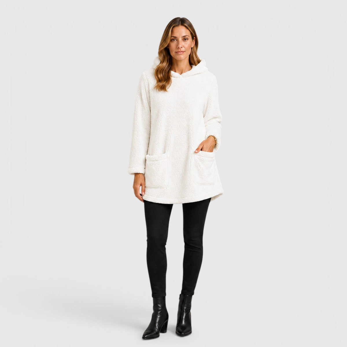 Women's Soft Plush Longline Hoodie for Cold Weather Comfort