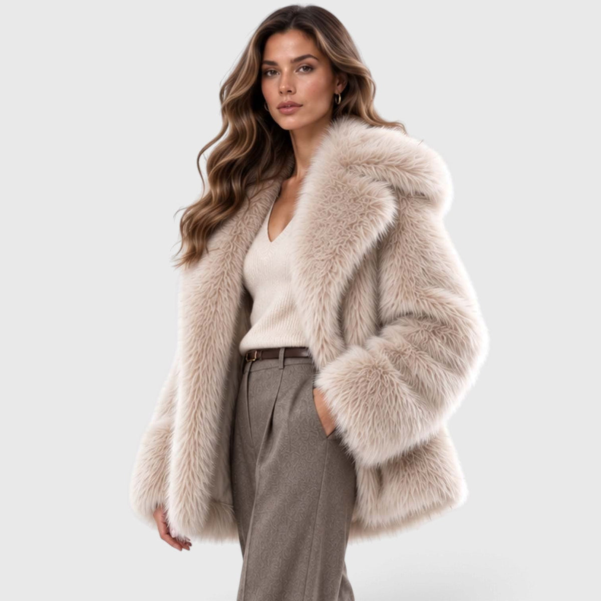 Women's Soft Plush Faux Fur Coat – Short Winter Style