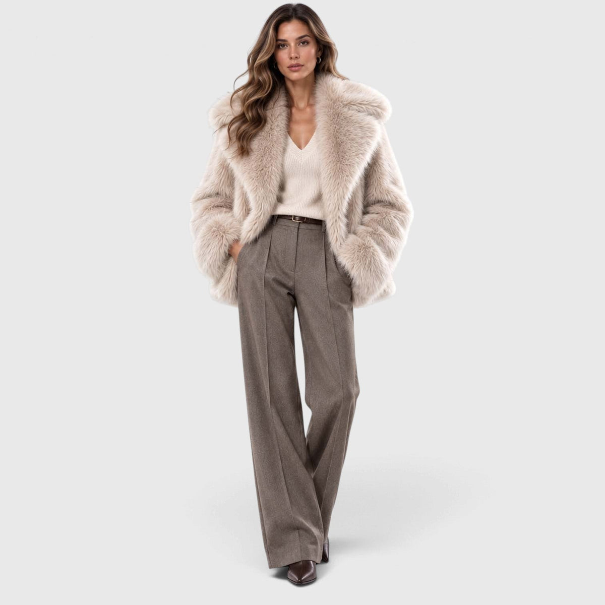 Women's Soft Plush Faux Fur Coat – Short Winter Style